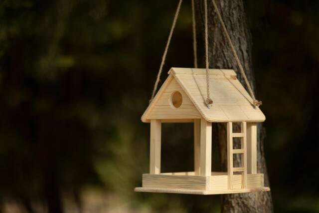 Wooden Hanging Bird Feeder, Personalized Handmade Squirrel Garden Decore, Funny Feeder - image 1