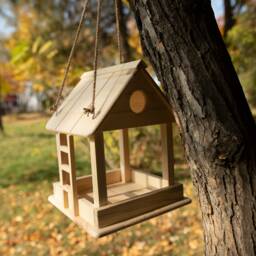 Wooden Hanging Bird Feeder, Personalized Handmade Squirrel Garden Decore, Funny Feeder - thumbnail 3