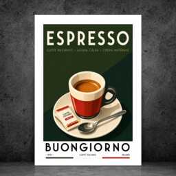 Espresso - Wall Print Colourful Kitchen Caffe Gift Idea Bespoke Poster A5 A4 A3 Framed Or Unframed - thumbnail 2