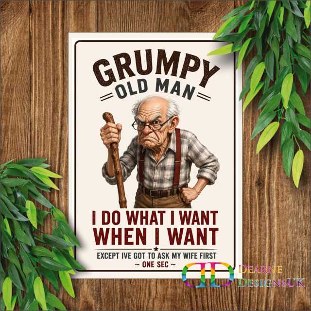 Grumpy Old Man Sign, Funny Husband Plaque, I Do What Want Humorous Grandpa Gift, Cave Wall Decor, Retirement Gift - image 1