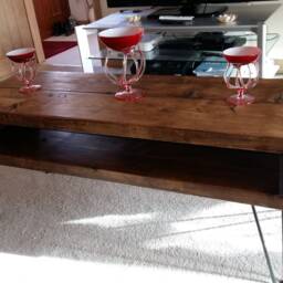 Coffee Table Rustic Coffee With Steel Industrial Hairpin Legs - thumbnail 3