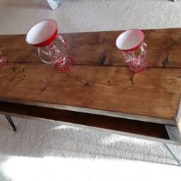 Coffee Table Rustic Coffee With Steel Industrial Hairpin Legs - thumbnail 2