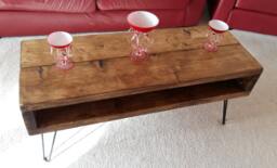 Coffee Table Rustic Coffee With Steel Industrial Hairpin Legs - thumbnail 1