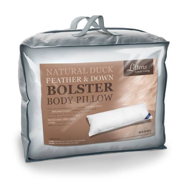 Goose Feather & Down Body Bolster Pillow Orthopedic Support, 230Tc Cotton - image 1