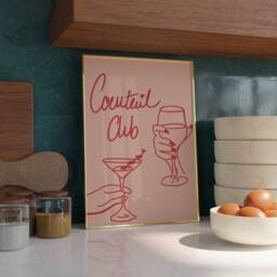 Cocktail Print - Aesthetic Room Decor Minimalist Trendy Kitchen Wall Art Dining Wine Club - thumbnail 1