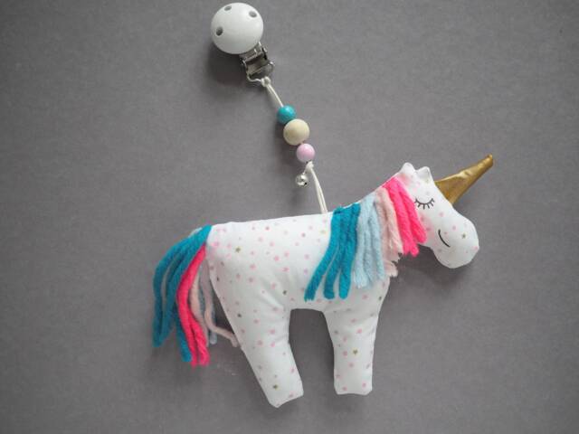 Clip On Toy, Unicorn, Pram Chain, Stroller Baby, Maxi Cosi, Present Baby Shower - image 1