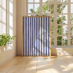 Blue Stripe Wall Art Poster - Modern Minimalist Striped Print Abstract Coastal Decor Navy White Artwork - thumbnail 3