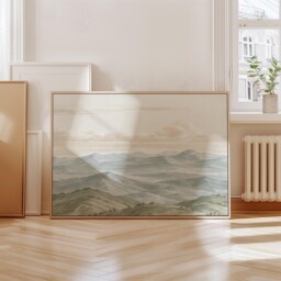 Mountain Landscape Poster, Sage Green Wall Art, Neutral Hills Print - thumbnail 4