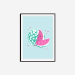 Disco Watermelon Print - Print, Eclectic Colourful, Retro Wall Art, Funky Living Room Bedroom Prints - thumbnail 3