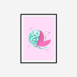Disco Watermelon Print - Print, Eclectic Colourful, Retro Wall Art, Funky Living Room Bedroom Prints - thumbnail 2