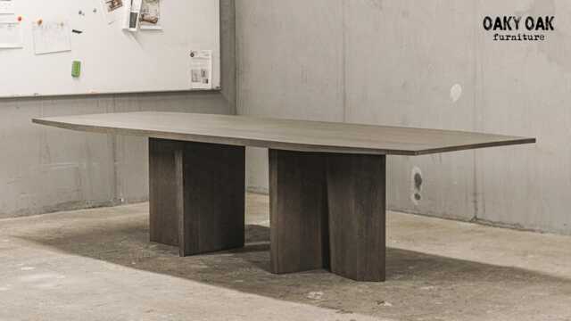 Hand-Crafted Oak Dining Table With Metal Legs, Rustic Industrial Furniture - image 1