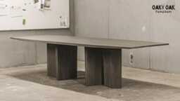 Hand-Crafted Oak Dining Table With Metal Legs, Rustic Industrial Furniture - thumbnail 1