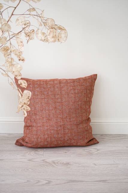 Damask Terracotta Pillow Case With Zipper Soft Linen Sofa Lumbar Cover Comfy Boho Decorative Cushions Rusty Farmhouse Couch Throw Pillows - image 1