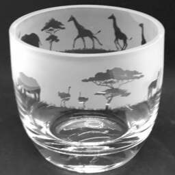 Safari Candleholder Crystal Glass Candle Holder With Safari Animals Frieze Design - Perfect For Ball Or Church Pillar Candle - thumbnail 3