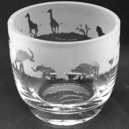 Safari Candleholder Crystal Glass Candle Holder With Safari Animals Frieze Design - Perfect For Ball Or Church Pillar Candle - thumbnail 4