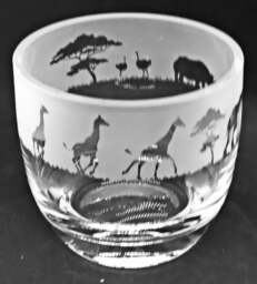 Safari Candleholder Crystal Glass Candle Holder With Safari Animals Frieze Design - Perfect For Ball Or Church Pillar Candle