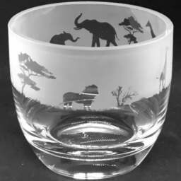 Safari Candleholder Crystal Glass Candle Holder With Safari Animals Frieze Design - Perfect For Ball Or Church Pillar Candle - thumbnail 2