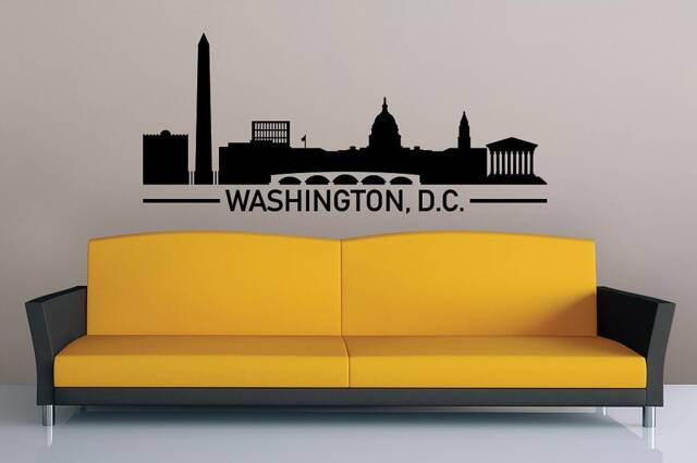 Washington Skyline City Silhouette Wall Vinyl Decal, Art Sticker, Dc Office Decal - image 1