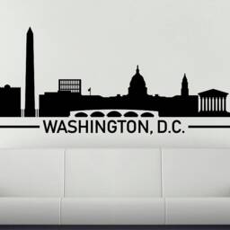 Washington Skyline City Silhouette Wall Vinyl Decal, Art Sticker, Dc Office Decal - thumbnail 2