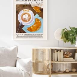 French Breakfast Food Poster, Art Print, France Art, Kitchen Paris Retro Gift - thumbnail 3