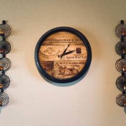 Wine Art Wall Clock Handmade Vineyard Reclaimed Wood Barrel Time Piece - thumbnail 4