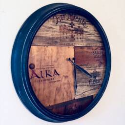 Wine Art Wall Clock Handmade Vineyard Reclaimed Wood Barrel Time Piece - thumbnail 2