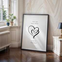 I Carry Your Heart With Me, It in My Print - Two Intertwined Hearts E. Cummings Wall Art Romantic Gift Unframed - thumbnail 2