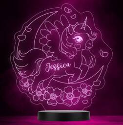 Girls Cute Unicorn Jumping Over The Moon Colour Change Lamp Night Light - thumbnail 1