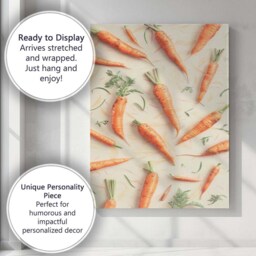 Rustic Carrot Vegetable Repeat Pattern Canvas Wall Art Print Decor Picture Ready To Hang - thumbnail 3