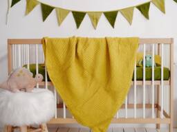 Linen Baby Blanket. Waffle Linen Organic Swaddle. Soft Nursery Kids Blanket.linen Cot Bed Blanket - thumbnail 1