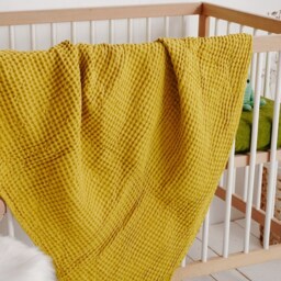 Linen Baby Blanket. Waffle Linen Organic Swaddle. Soft Nursery Kids Blanket.linen Cot Bed Blanket - thumbnail 2