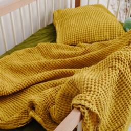 Linen Baby Blanket. Waffle Linen Organic Swaddle. Soft Nursery Kids Blanket.linen Cot Bed Blanket - thumbnail 3