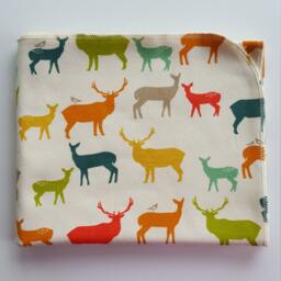 Elk Organic Baby Blanket & Newborn Hat Set. Boy Take Home Swaddle Shower Gift. Photo Prop - thumbnail 2