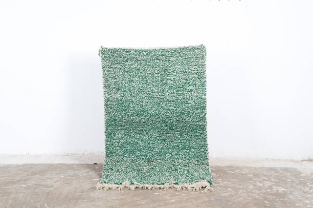 Handwoven Green Berber Wool Rug, Moroccan Tribal Decor - image 1