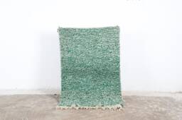 Handwoven Green Berber Wool Rug, Moroccan Tribal Decor - thumbnail 1