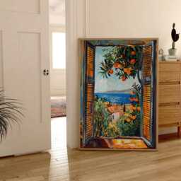 Open Window Henri Matisse Print, Style Fauvism Painting, Modern Exhibition Mediterranean Sea, Orange Tree, Coastal View - thumbnail 2
