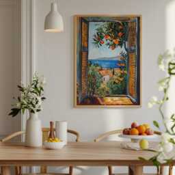 Open Window Henri Matisse Print, Style Fauvism Painting, Modern Exhibition Mediterranean Sea, Orange Tree, Coastal View - thumbnail 3