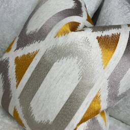 John Lewis & Partners Juana Fabric Cushion Cover Embroidery Saffron Grey Natural Designer High Quality Handmade - thumbnail 3