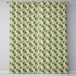 Vintage Green Botanical Floral Garden Seamless Pattern Readymade Eyelet Ring Top Thermal 100% Blackout Curtains - thumbnail 2