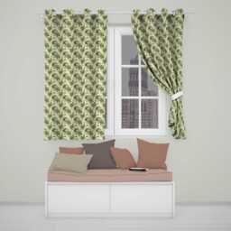 Vintage Green Botanical Floral Garden Seamless Pattern Readymade Eyelet Ring Top Thermal 100% Blackout Curtains - thumbnail 1