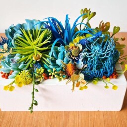 Vibrant Faux Succulent Mini Planter Rustic Modern Table Centrepiece - thumbnail 2