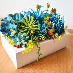 Vibrant Faux Succulent Mini Planter Rustic Modern Table Centrepiece - thumbnail 4