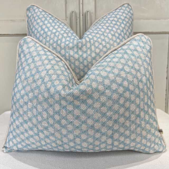 Cushions Made in Fermoie Wicker Luxury Designer Decorative Pale Blue Cotton Cushion Pillow Throw Cover - image 1