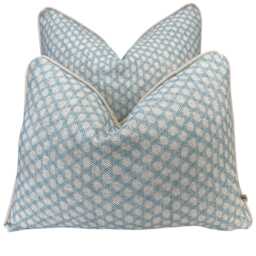 Cushions Made in Fermoie Wicker Luxury Designer Decorative Pale Blue Cotton Cushion Pillow Throw Cover - thumbnail 2