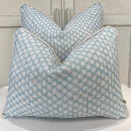 Cushions Made in Fermoie Wicker Luxury Designer Decorative Pale Blue Cotton Cushion Pillow Throw Cover - thumbnail 1