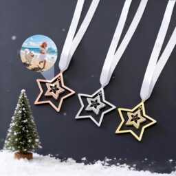 Custom Star Photo Ornament, Pet Projection Ornament, Hanging Tree Decor, Memorial Christma Gift For Her, Family Decor, Snowflake Decoration