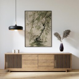 Vintage Botanical Bird Wall Art Poster - Magnolia Blossom & Swallow Print Traditional Asian Style Home Decor - thumbnail 3