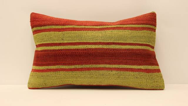Lumbar Pillow 12x20 in - 20x50 cm Turkish Kilim Cover Handmade Home Living Boho Vintage Throw Covers Old Cushion 4Oef-501 - image 1