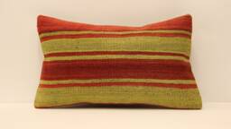 Lumbar Pillow 12x20 in - 20x50 cm Turkish Kilim Cover Handmade Home Living Boho Vintage Throw Covers Old Cushion 4Oef-501 - thumbnail 1
