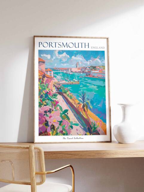 Portsmouth Travel Poster UK Coastal Art Print - image 1
